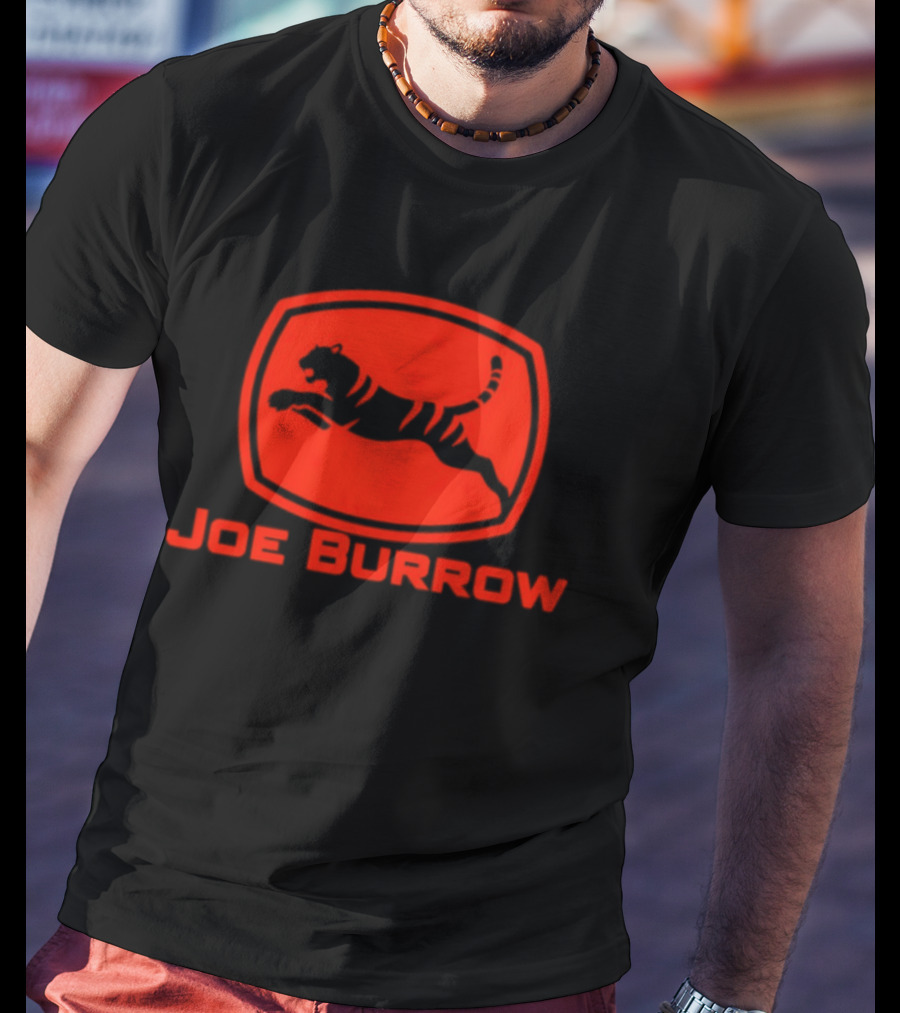 Joe Burrow Cincinnati Bengals Tractor Co Jumping Tiger Oval T-Shirt