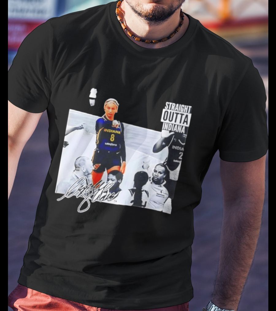 Caitlin Clark Pointing Indiana Fever Basketball Player Straight Outta Indiana T-Shirt