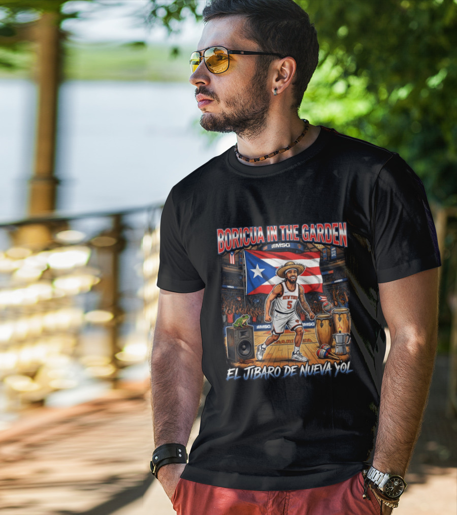 Boricua In The Garden El Jibaro De Nueva Yol Puerto Rico New York Knicks Basketball MSG T-Shirt