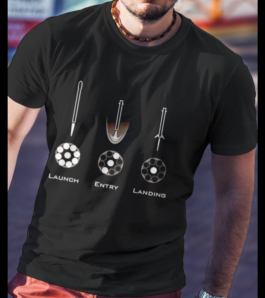 Launch Entry Landing Falcon Rocket Phases T-Shirt