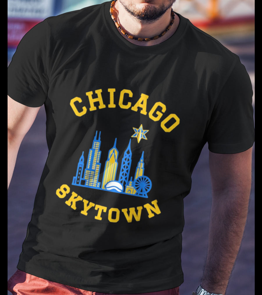 Chicago Skytown Skyline WNBA Basketball Starry Cityscape T-Shirt