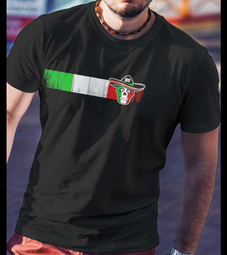 Daniel Suarez 99 Skull Sombrero Mexican Flag T-Shirt