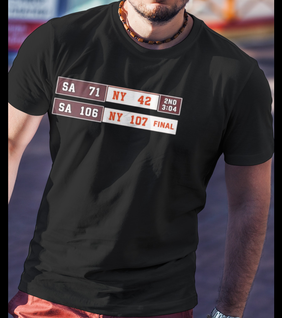 SA 71 To 42 NY Basketball Comeback 107 To 106 Final Scoreboard T-Shirt