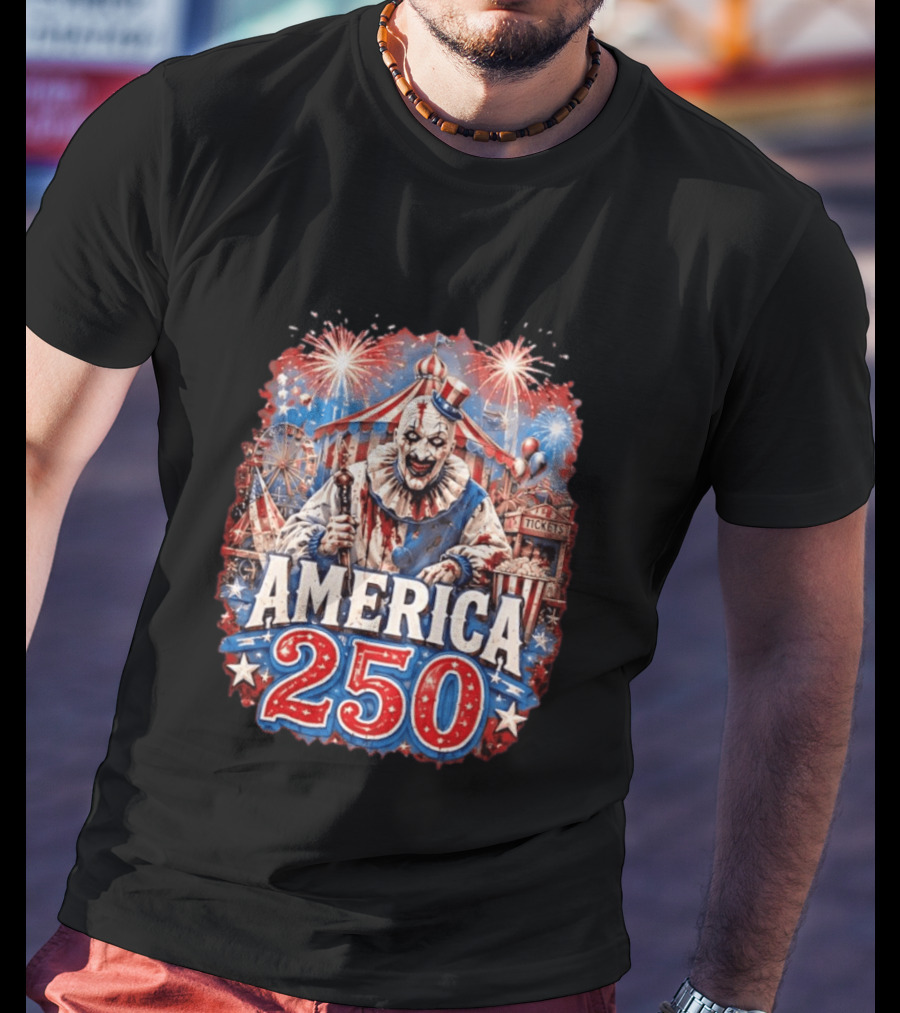 America 250 Clown Terrifier Carnival Fireworks Celebration T-Shirt