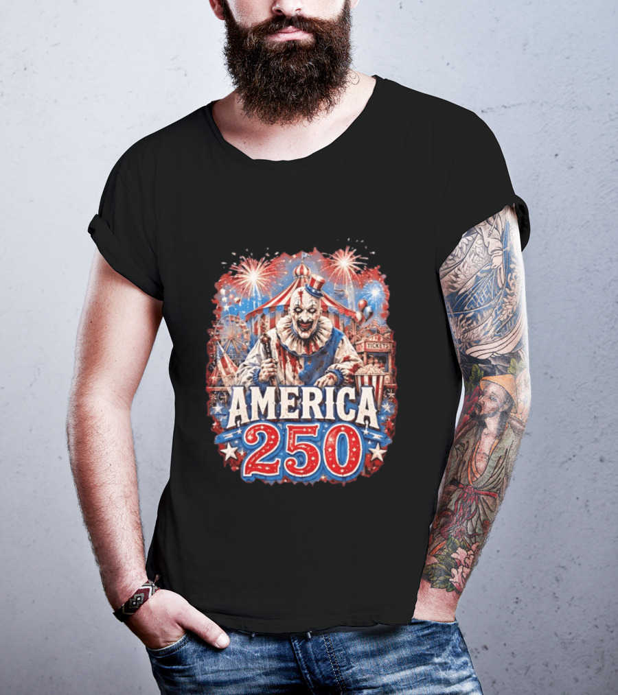 America 250 Clown Terrifier Carnival Fireworks Celebration T-Shirt