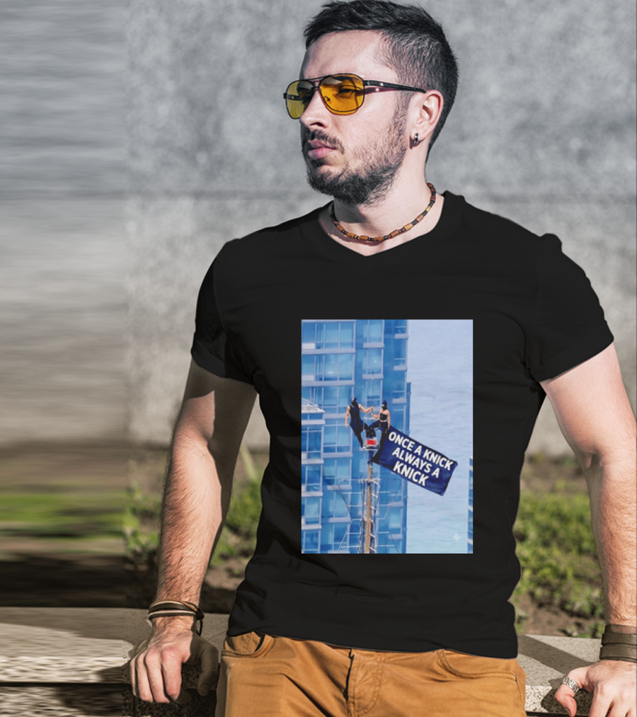 New York Knicks Once A Knick Always A Knick Flag Empire State Building NYC T-Shirt