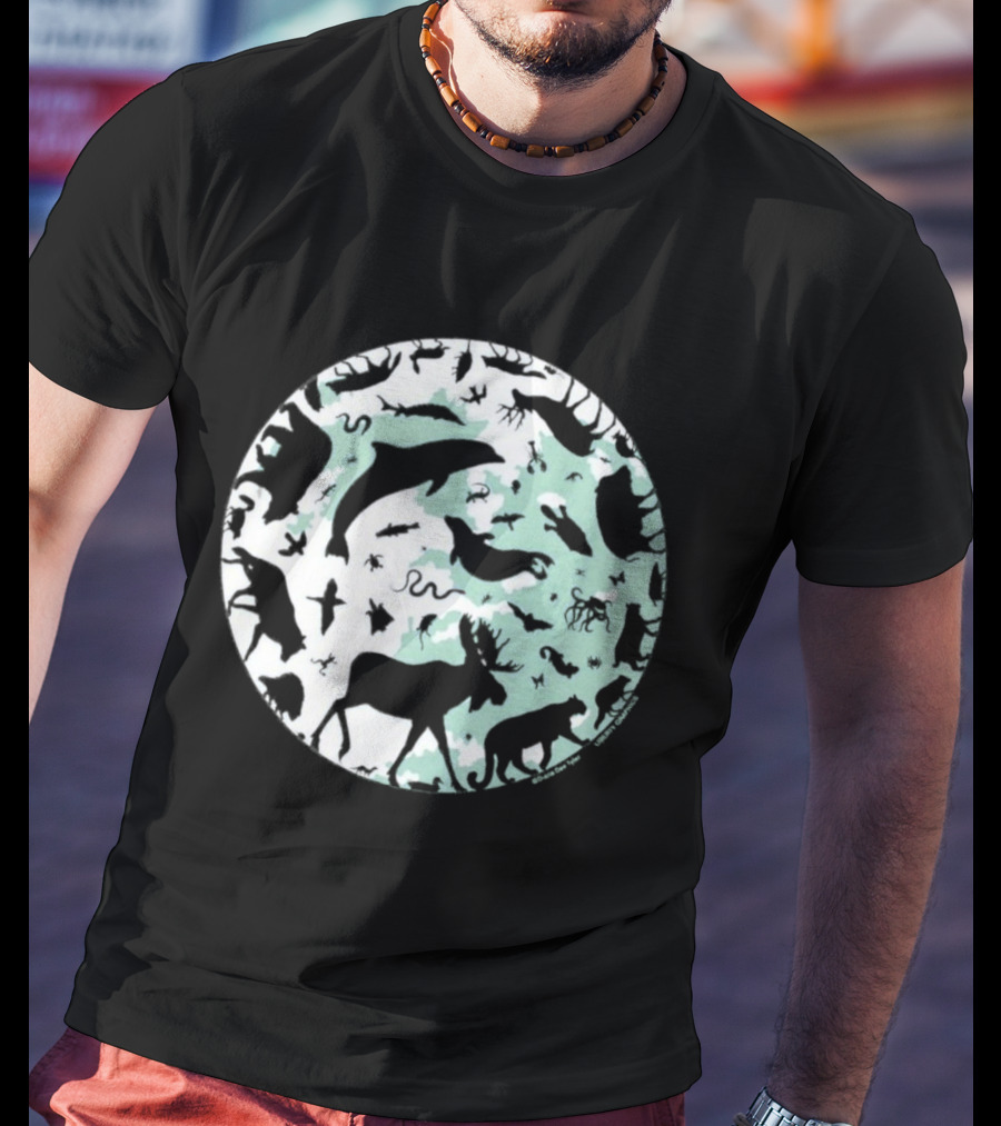 Night Animals Silhouette Circle Adult Navy 2026 T-Shirt