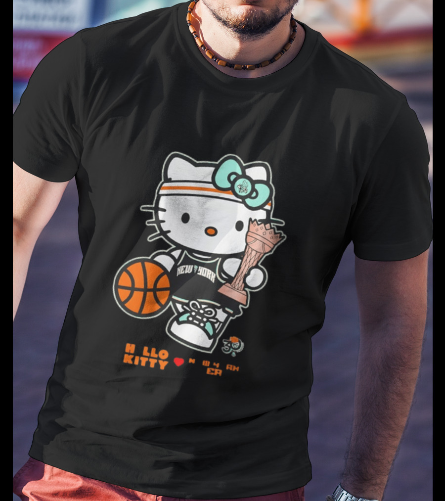 Hello Kitty New York Liberty 2026 WNBA Commissioner's Cup Basketball 30th Anniversary T-Shirt