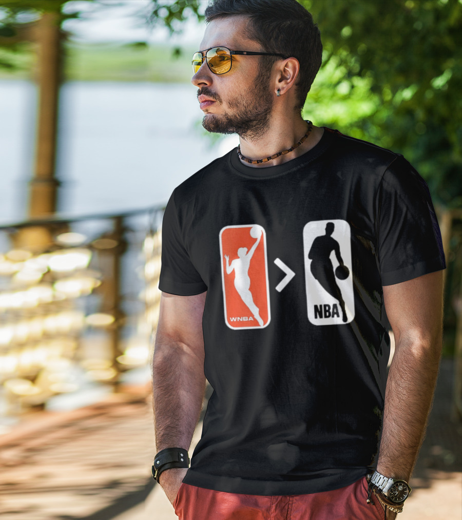 WNBA Logo Greater Than NBA Logo Comparison T-Shirt