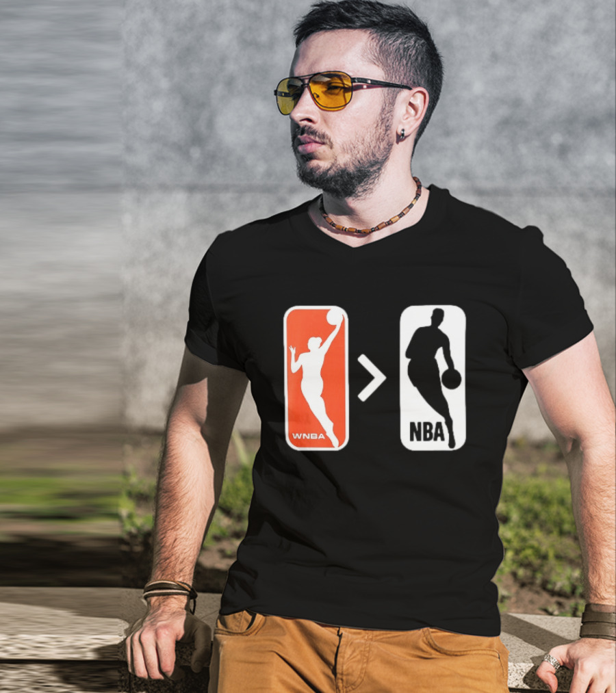 WNBA Logo Greater Than NBA Logo Comparison T-Shirt