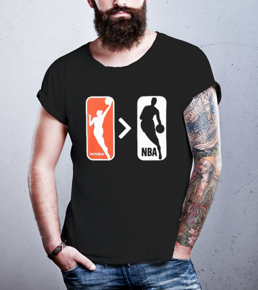 WNBA Logo Greater Than NBA Logo Comparison T-Shirt