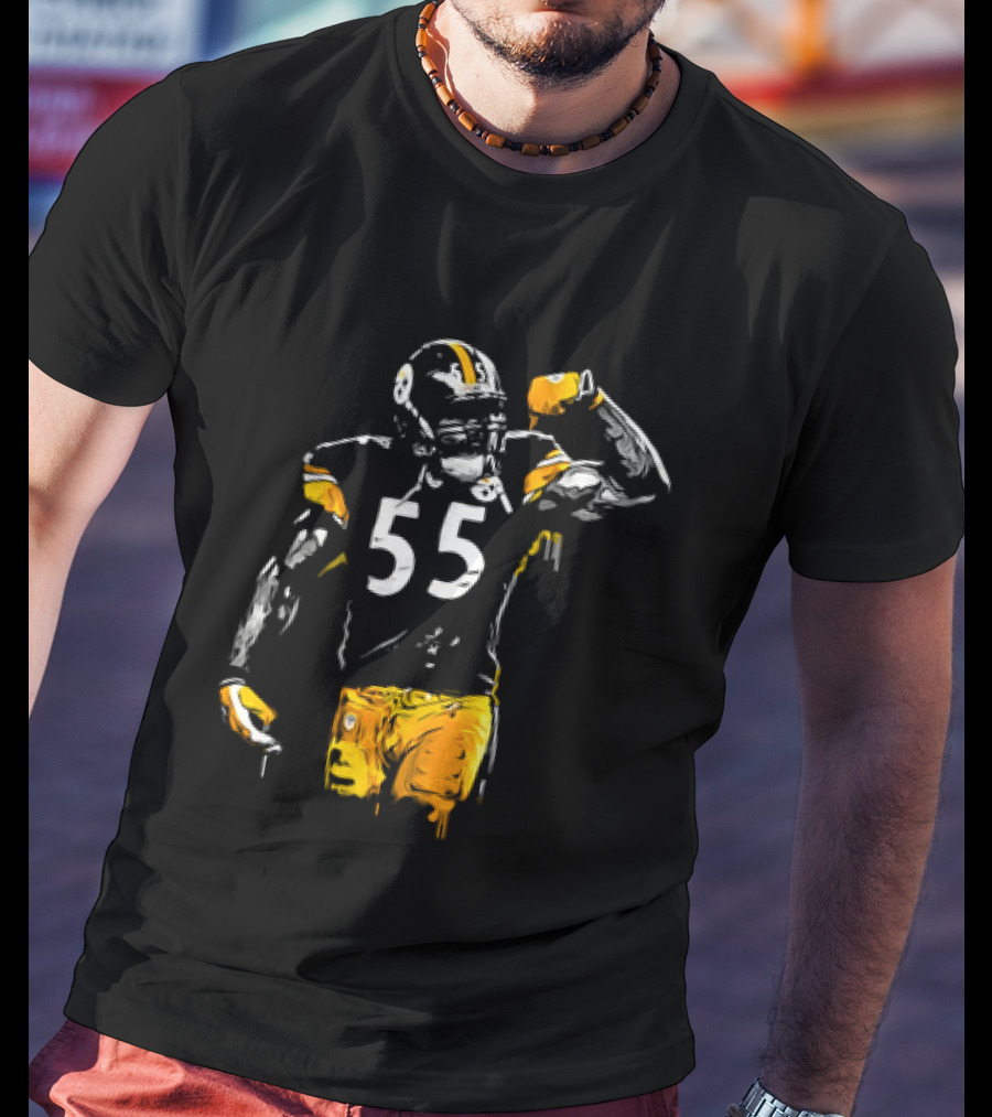 Pittsburgh Steelers Number 55 Football Player Drip T-Shirt