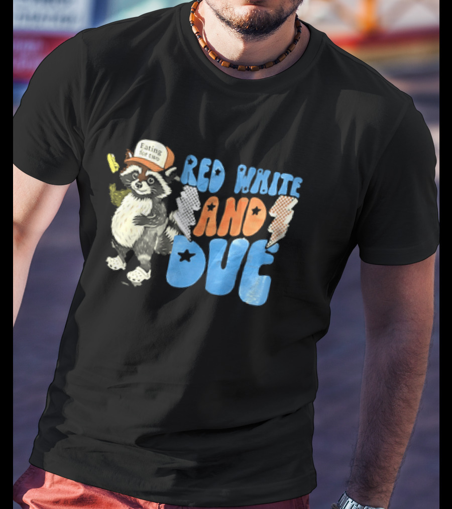 Red White And Due Raccoon Eating For Two T-Shirt