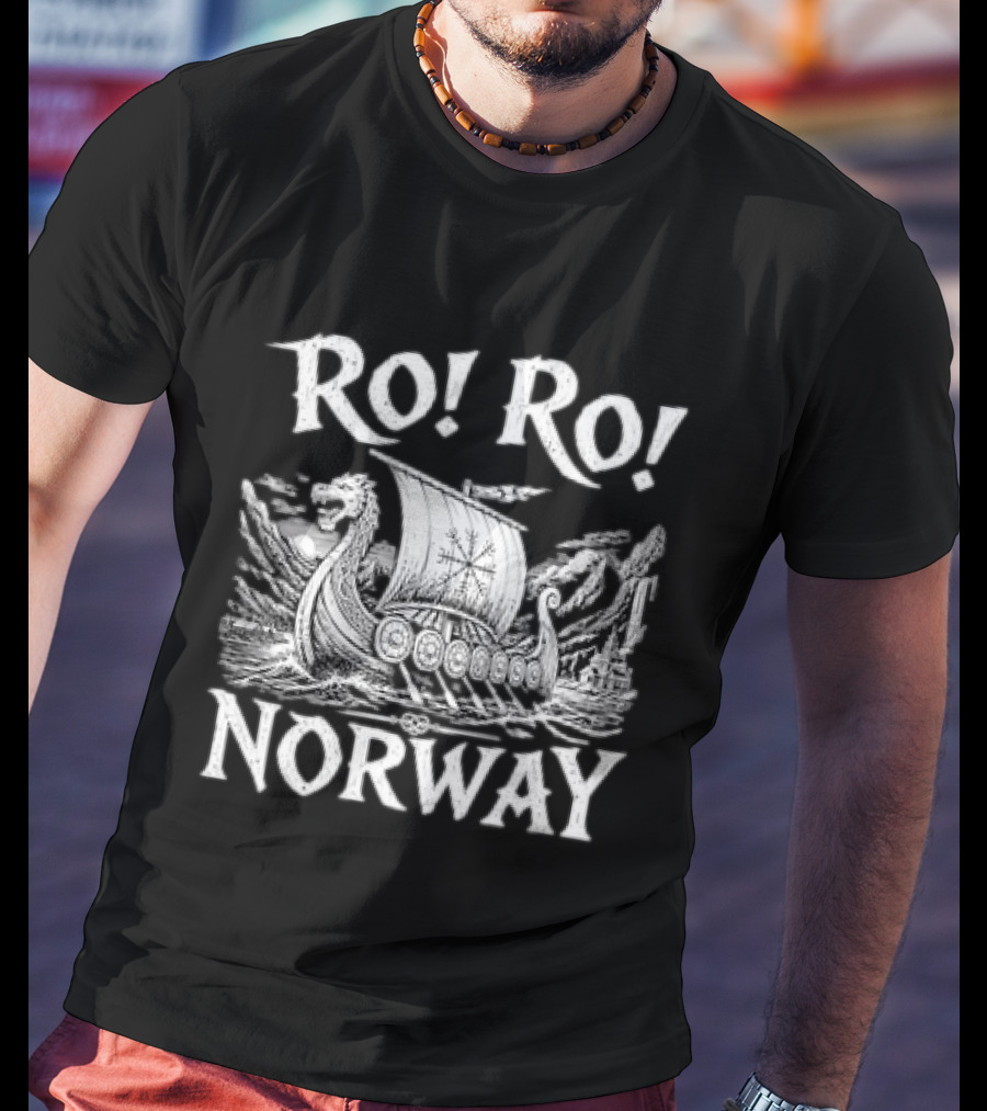 Ro Ro Norway Viking Longship Illustration Nordic Adventure T-Shirt