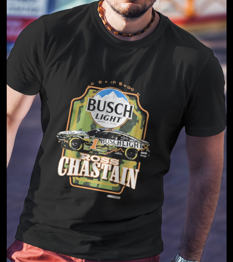Ross Chastain No 1 Busch Light Cold And Smooth Racing Car Camouflage T-Shirt