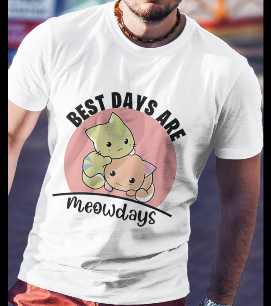 Best Days Are Meowdays Cute Cartoon Cats Hugging T-Shirt