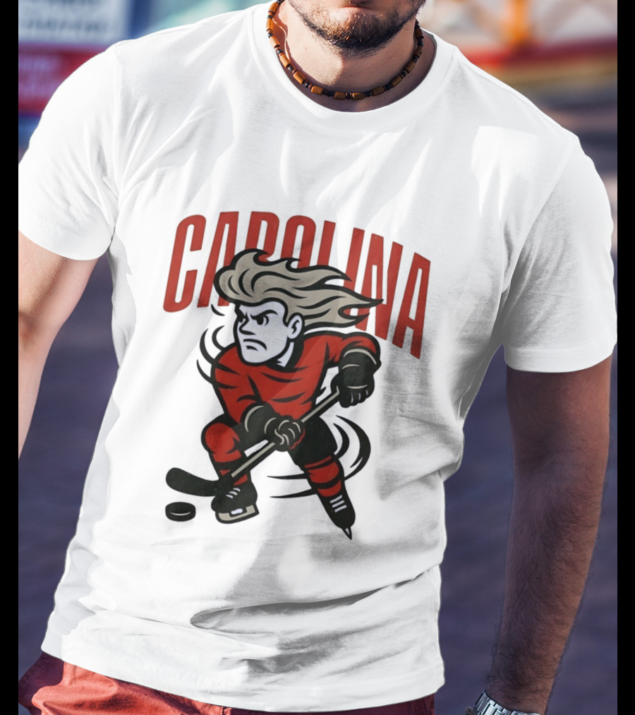 Carolina Hockey Action Figure Skating Puck Player T-Shirt
