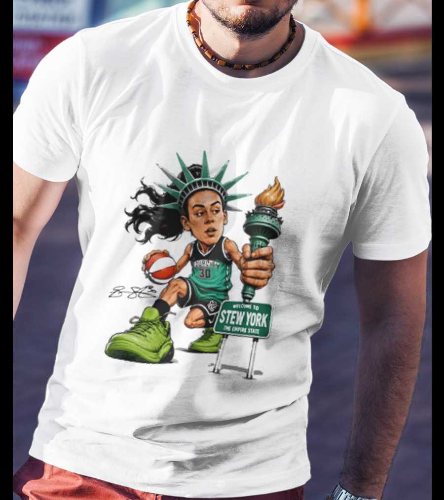New York Liberty Breanna Stewart Stew York Torch Statue Basketball T-Shirt