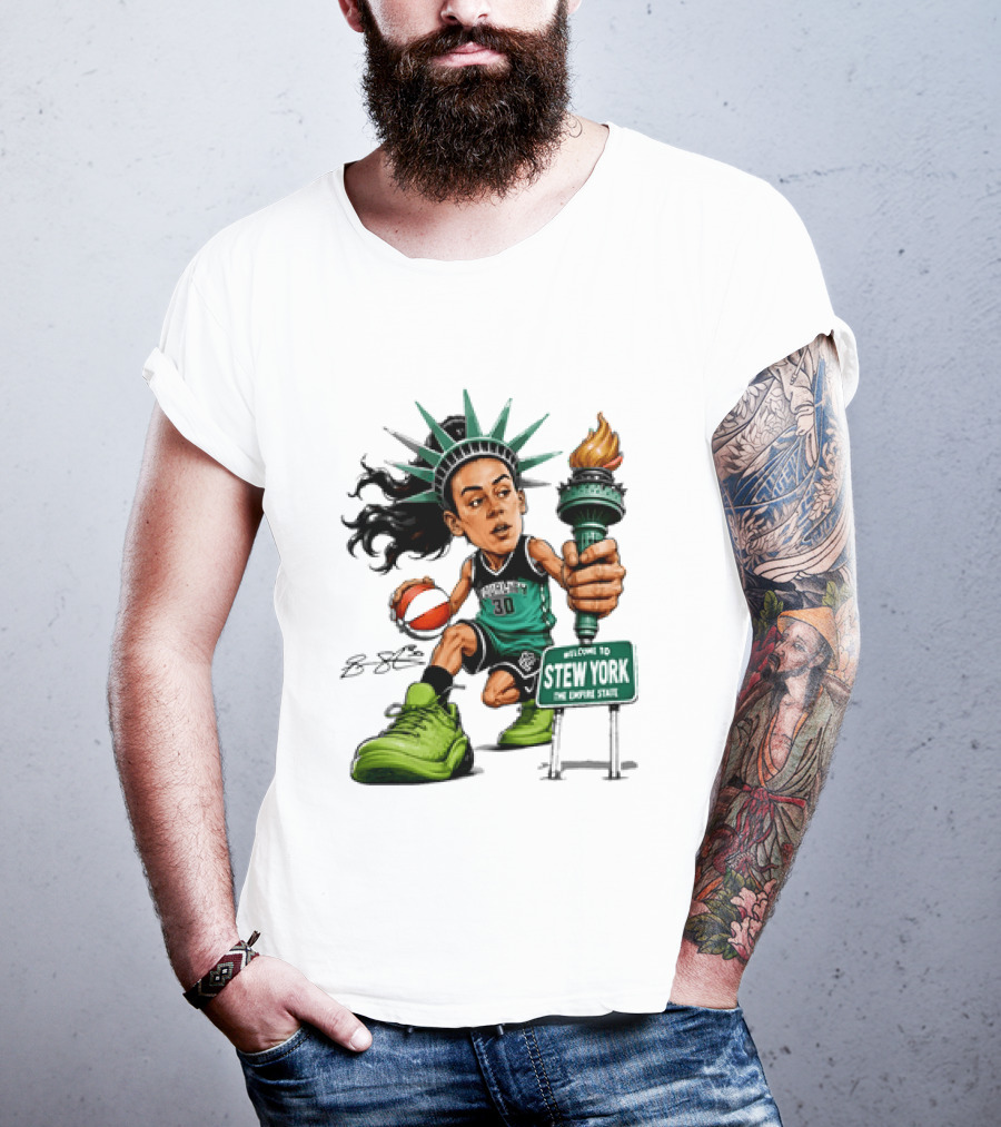 New York Liberty Breanna Stewart Stew York Torch Statue Basketball T-Shirt