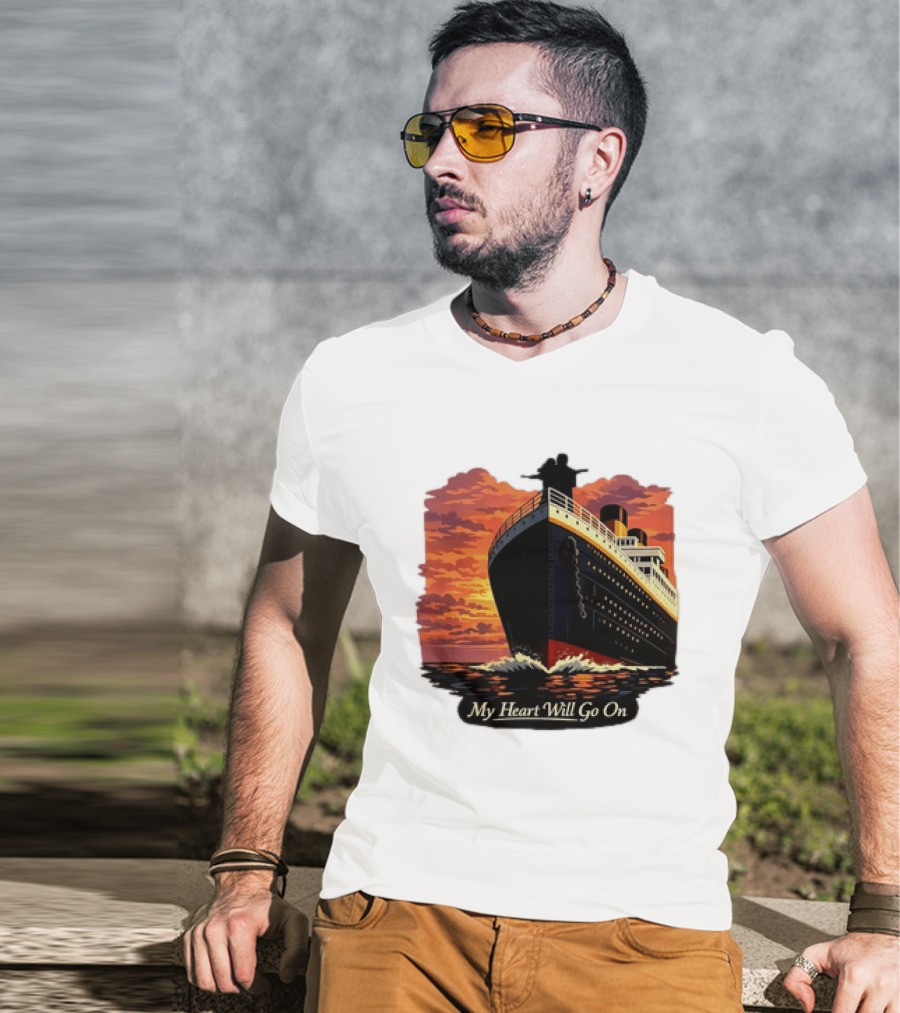 Titanic Sunset Scene My Heart Will Go On Jack And Rose T-Shirt