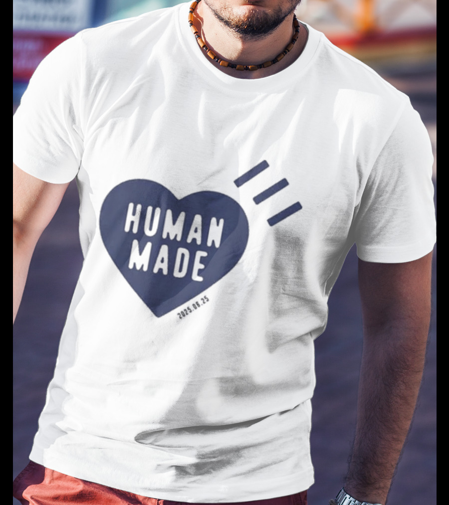 Daily Human Made Heart Motif With Three Stripes And Dry Alls T-Shirt