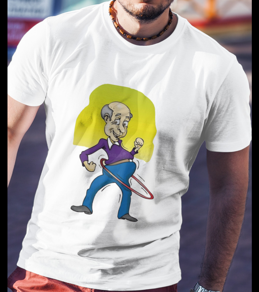Elderly Man Hula Hooping Joyfully With Fist Pump T-Shirt