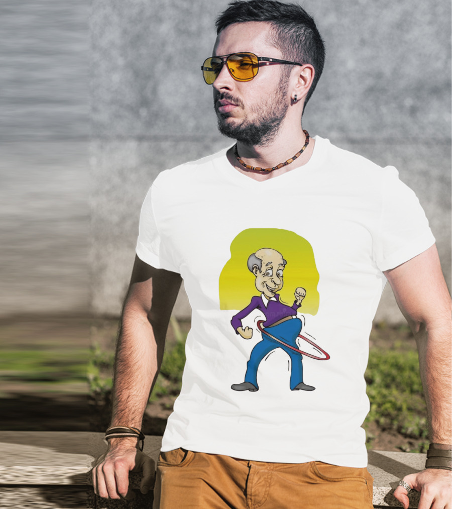 Elderly Man Hula Hooping Joyfully With Fist Pump T-Shirt