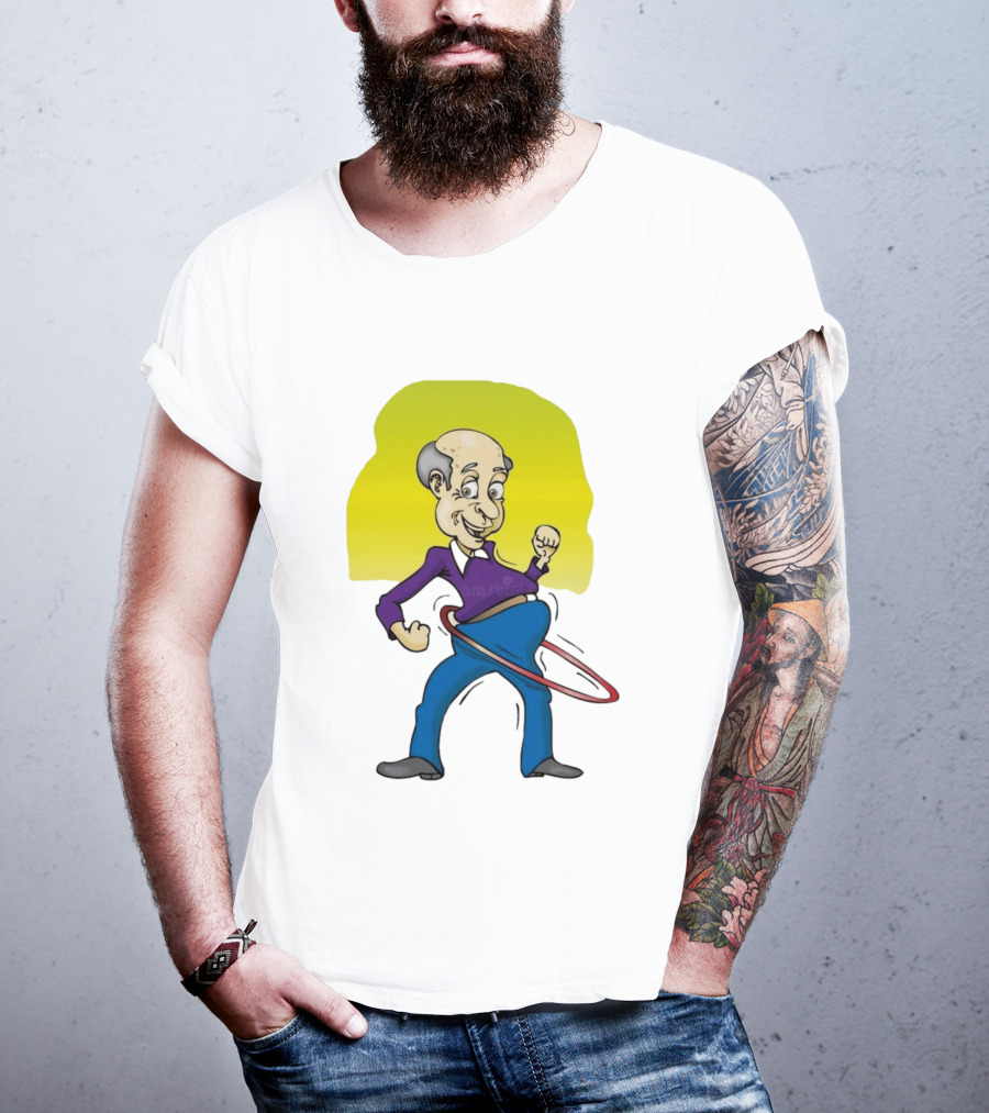 Elderly Man Hula Hooping Joyfully With Fist Pump T-Shirt