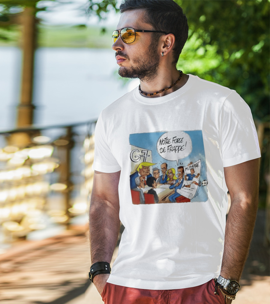 G7 Notre Force De Frappe Mbappe Cartoon Conference Scene T-Shirt