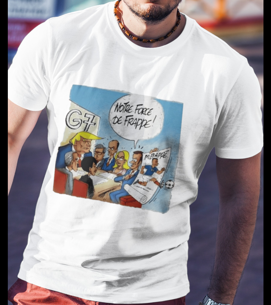 G7 Notre Force De Frappe Mbappe Cartoon Conference Scene T-Shirt