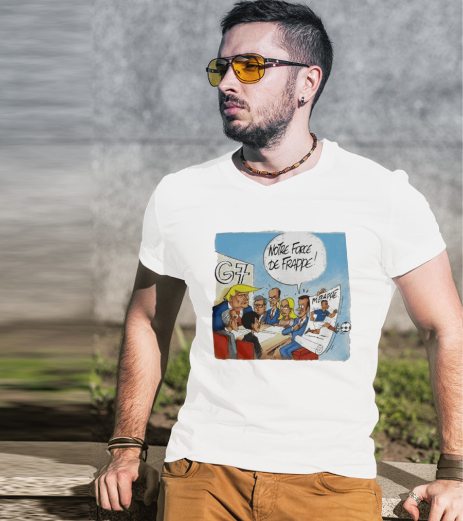G7 Notre Force De Frappe Mbappe Cartoon Conference Scene T-Shirt