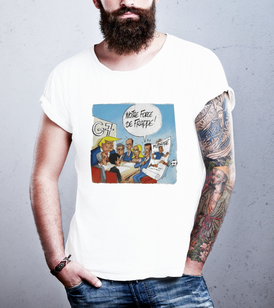 G7 Notre Force De Frappe Mbappe Cartoon Conference Scene T-Shirt