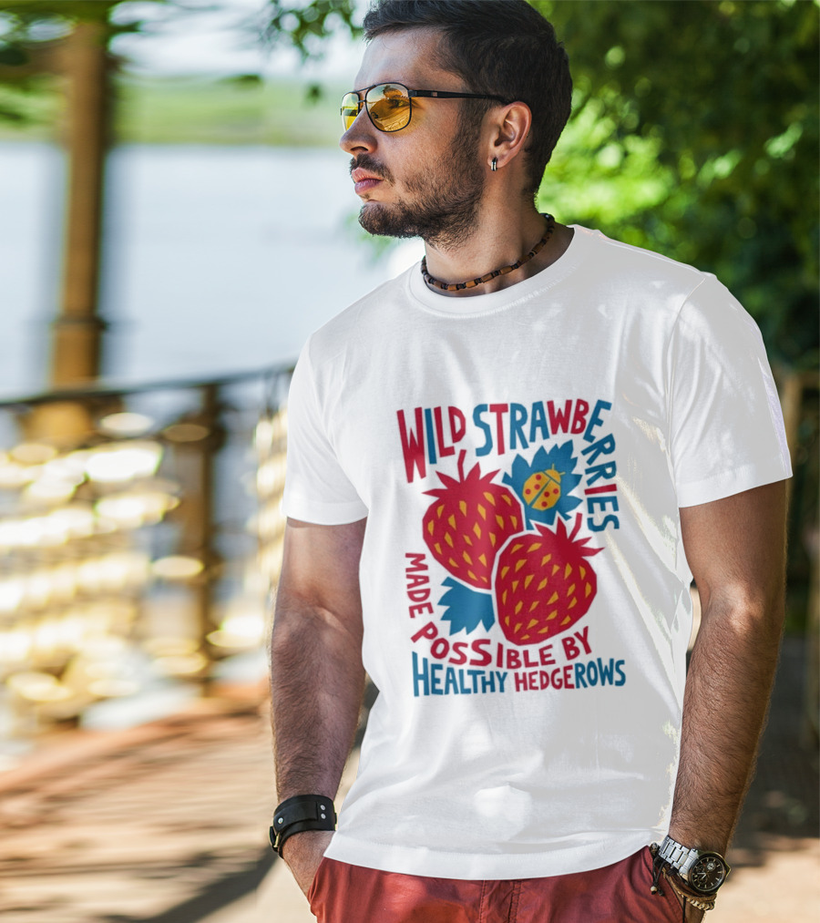Wild Strawberries Made Possible By Healthy Hedgerows With Ladybug T-Shirt