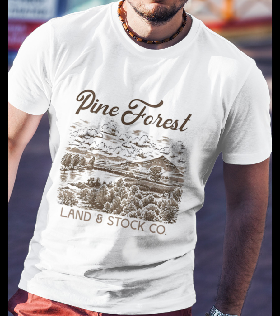 Pine Forest Land And Stock Co Mountain Lake Landscape T-Shirt
