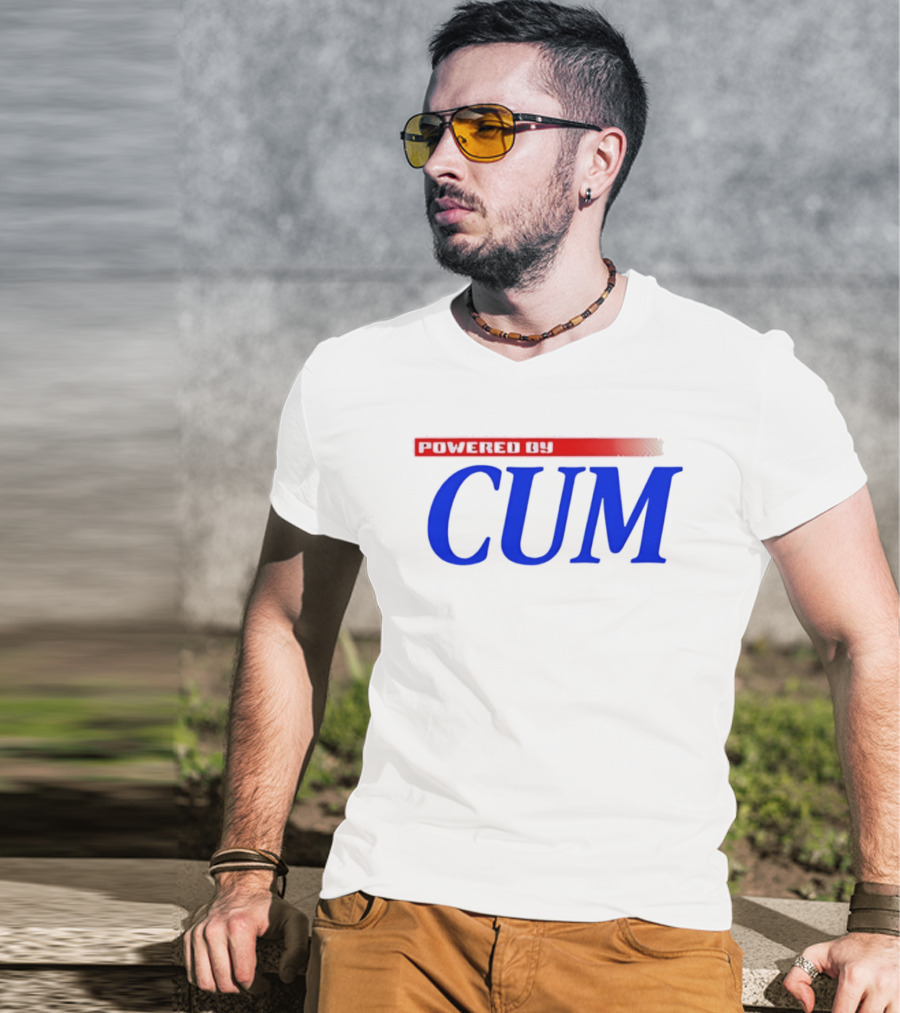 Powered By Cum Blue T-Shirt