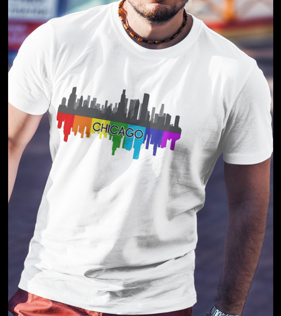 Chicago Skyline Rainbow Pride City T-Shirt