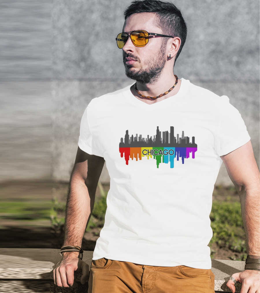Chicago Skyline Rainbow Pride City T-Shirt