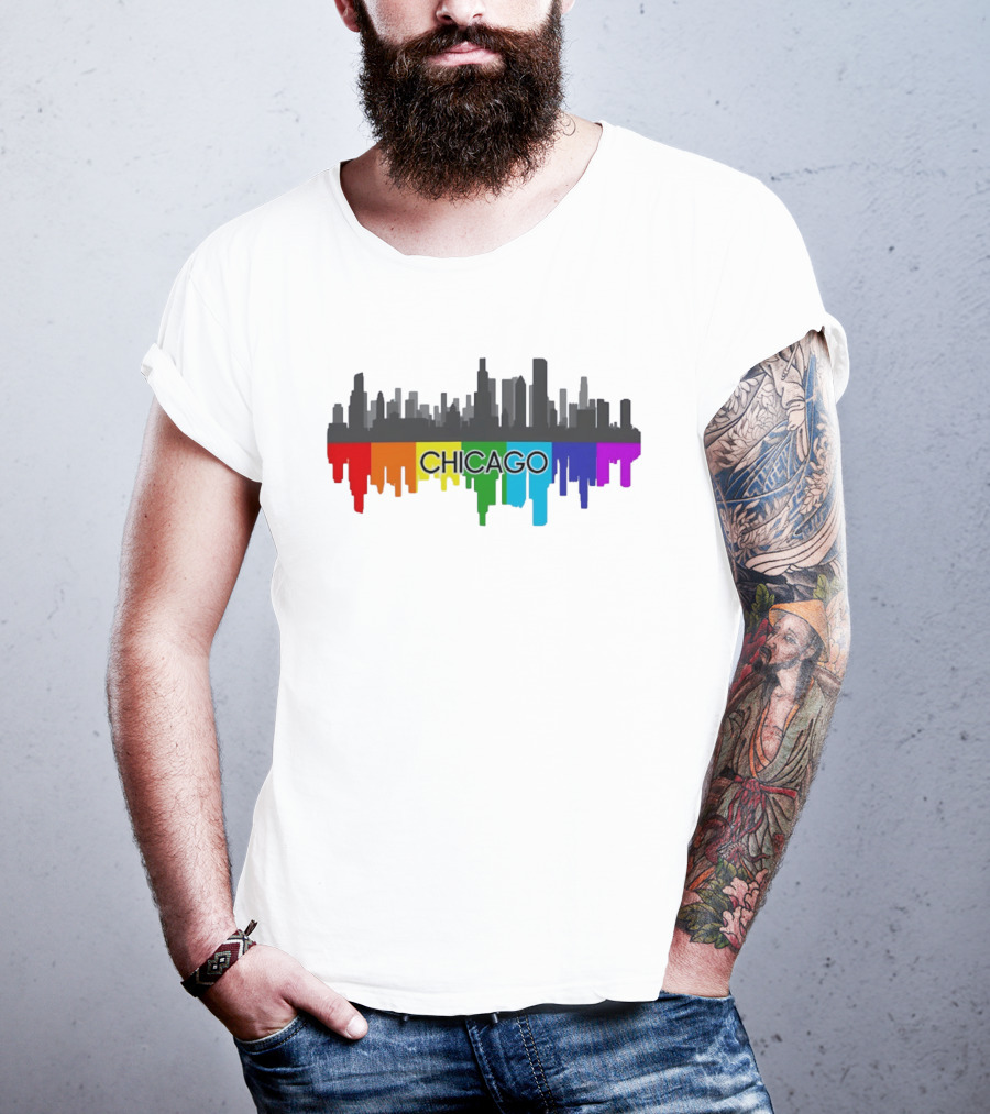 Chicago Skyline Rainbow Pride City T-Shirt