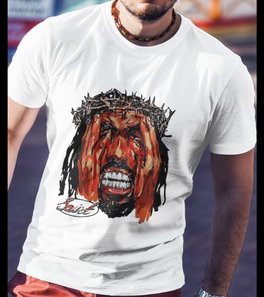 Saint Jesus Crown Of Thorns Diamond Grillz T-Shirt