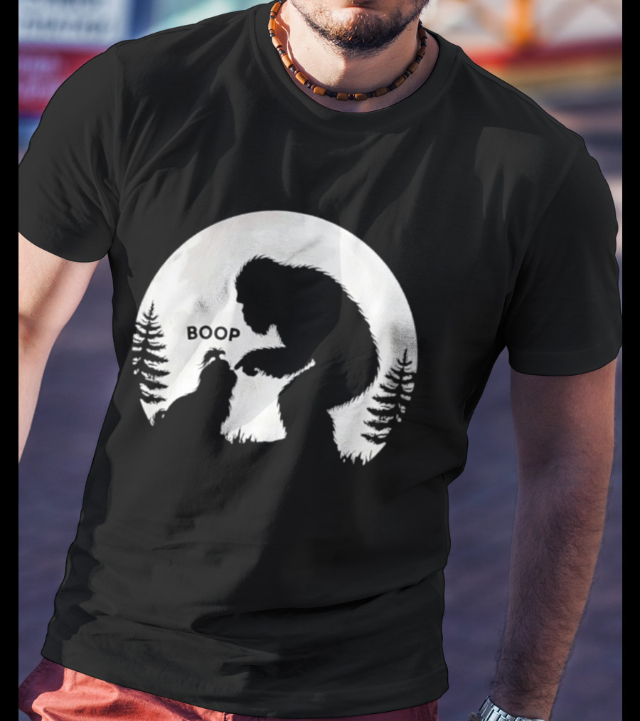 Bigfoot Boop Shih Tzu Moon Silhouette Forest Scene T-Shirt