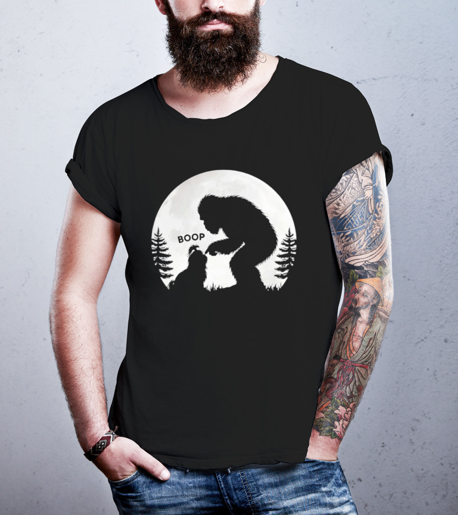Bigfoot Boop Shih Tzu Moon Silhouette Forest Scene T-Shirt