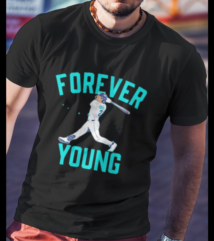 Forever Young Seattle Mariners Cole Young Swinging Baseball T-Shirt