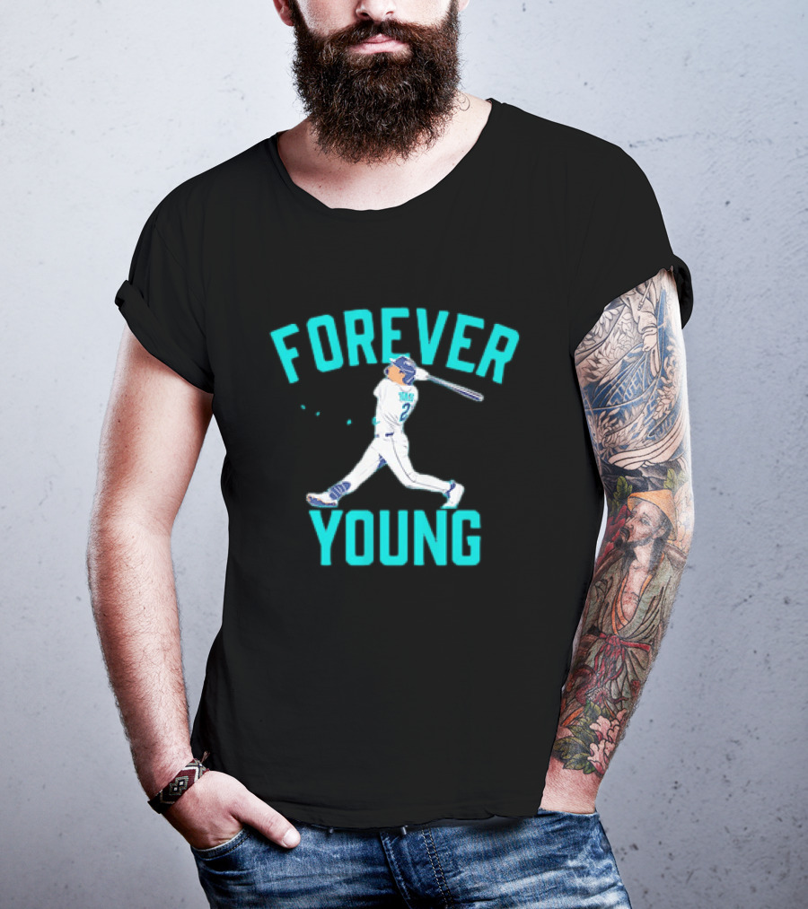 Forever Young Seattle Mariners Cole Young Swinging Baseball T-Shirt