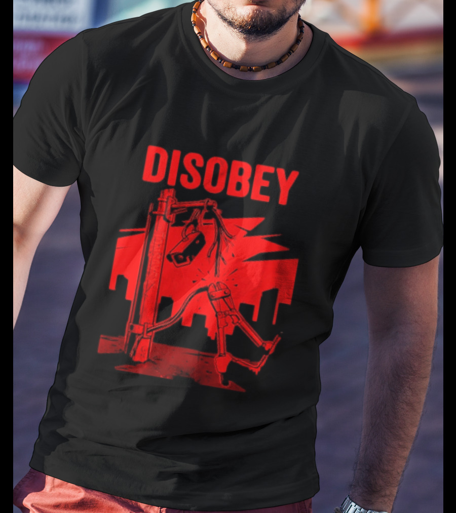 DISOBEY Surveillance Camera Wire Cutting Protest Stencil T-Shirt