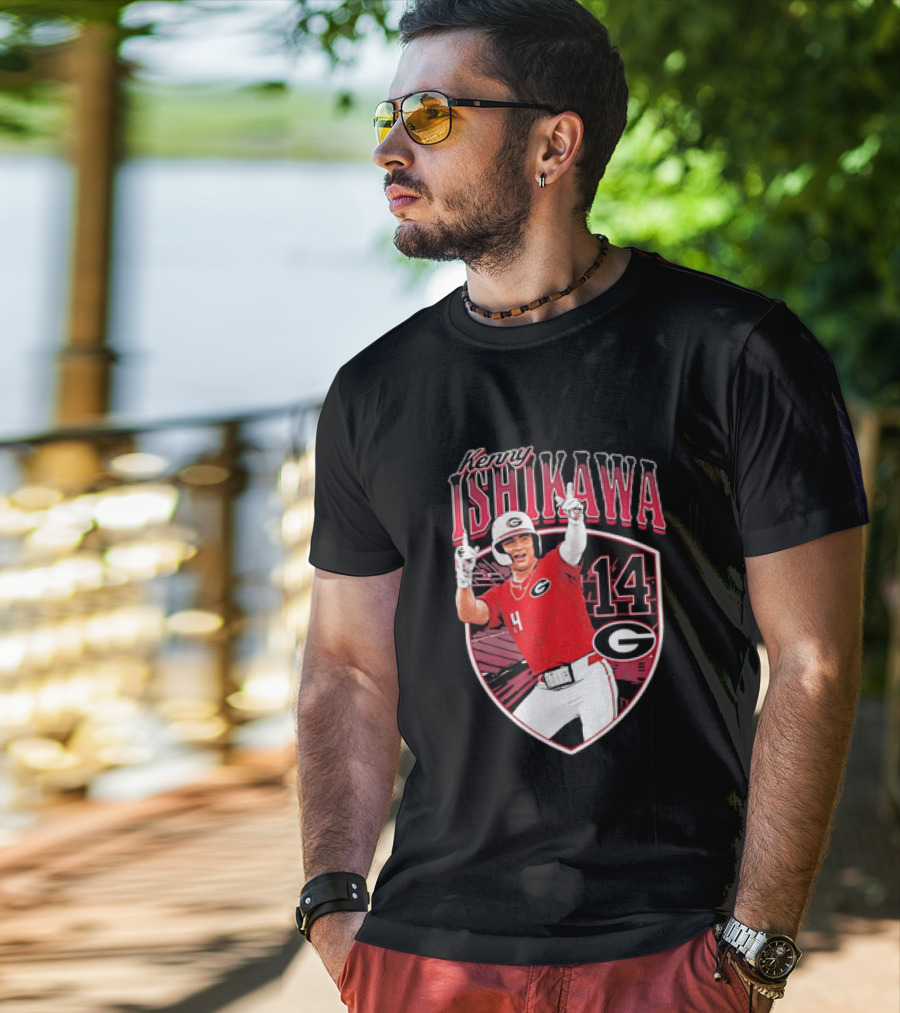 Kenny Ishikawa Georgia Bulldogs 14 Action Pose T-Shirt