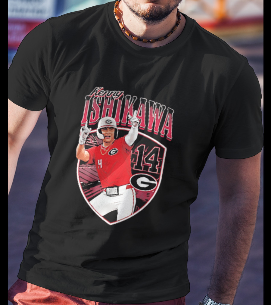 Kenny Ishikawa Georgia Bulldogs 14 Action Pose T-Shirt