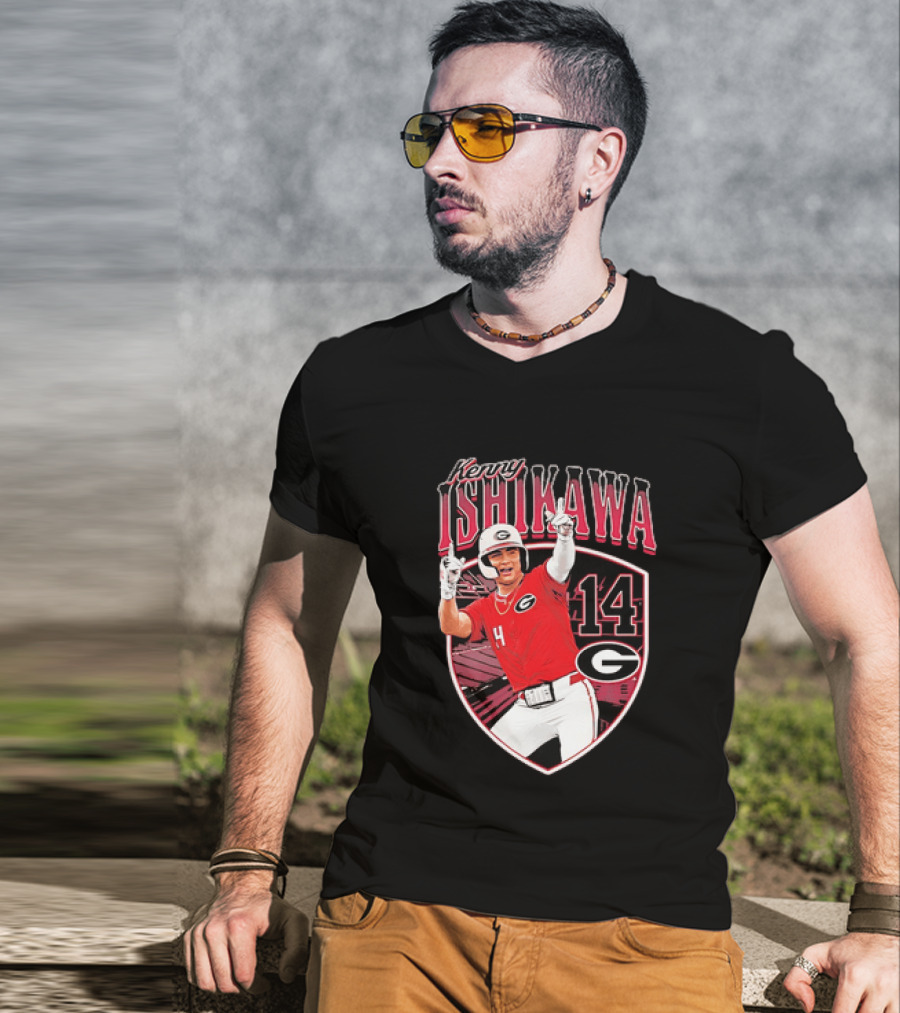 Kenny Ishikawa Georgia Bulldogs 14 Action Pose T-Shirt