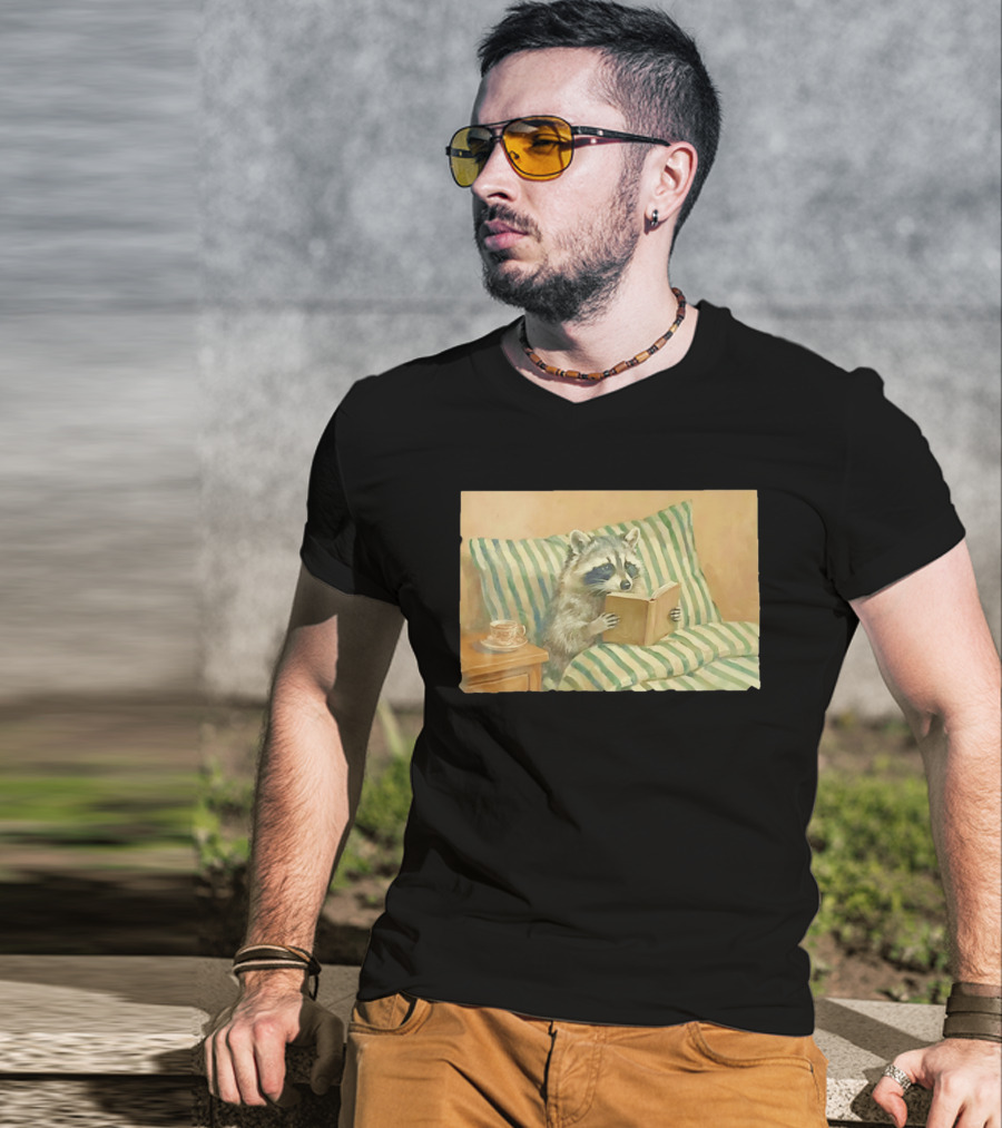 Probably Reading Trash Raccoon Bookworm Cozy T-Shirt