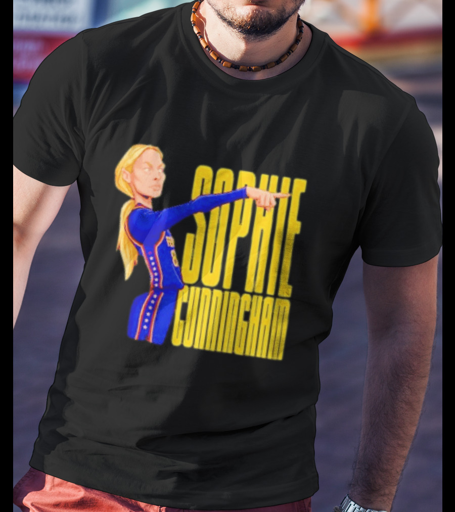 Sophie Cunningham Cartoon Indiana Fever Pointing T-Shirt