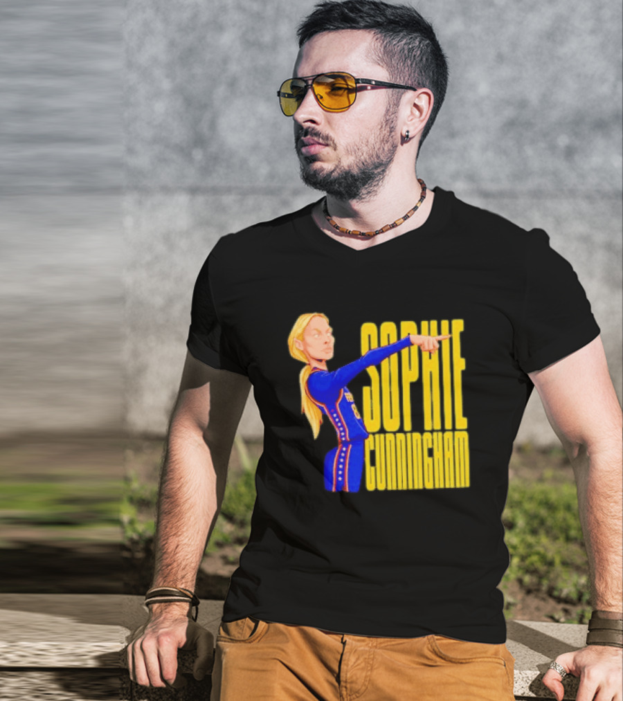 Sophie Cunningham Cartoon Indiana Fever Pointing T-Shirt